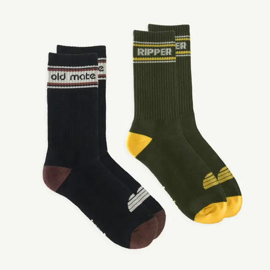 Old Mate & Ripper Organic Cotton Crew Sock Adult Pack