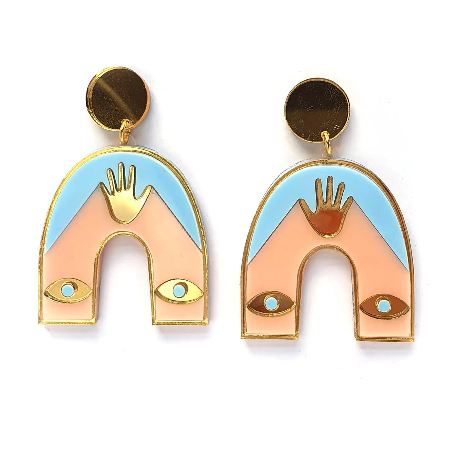 Seance Acrylic Art Deco Dangle Earrings - Blue