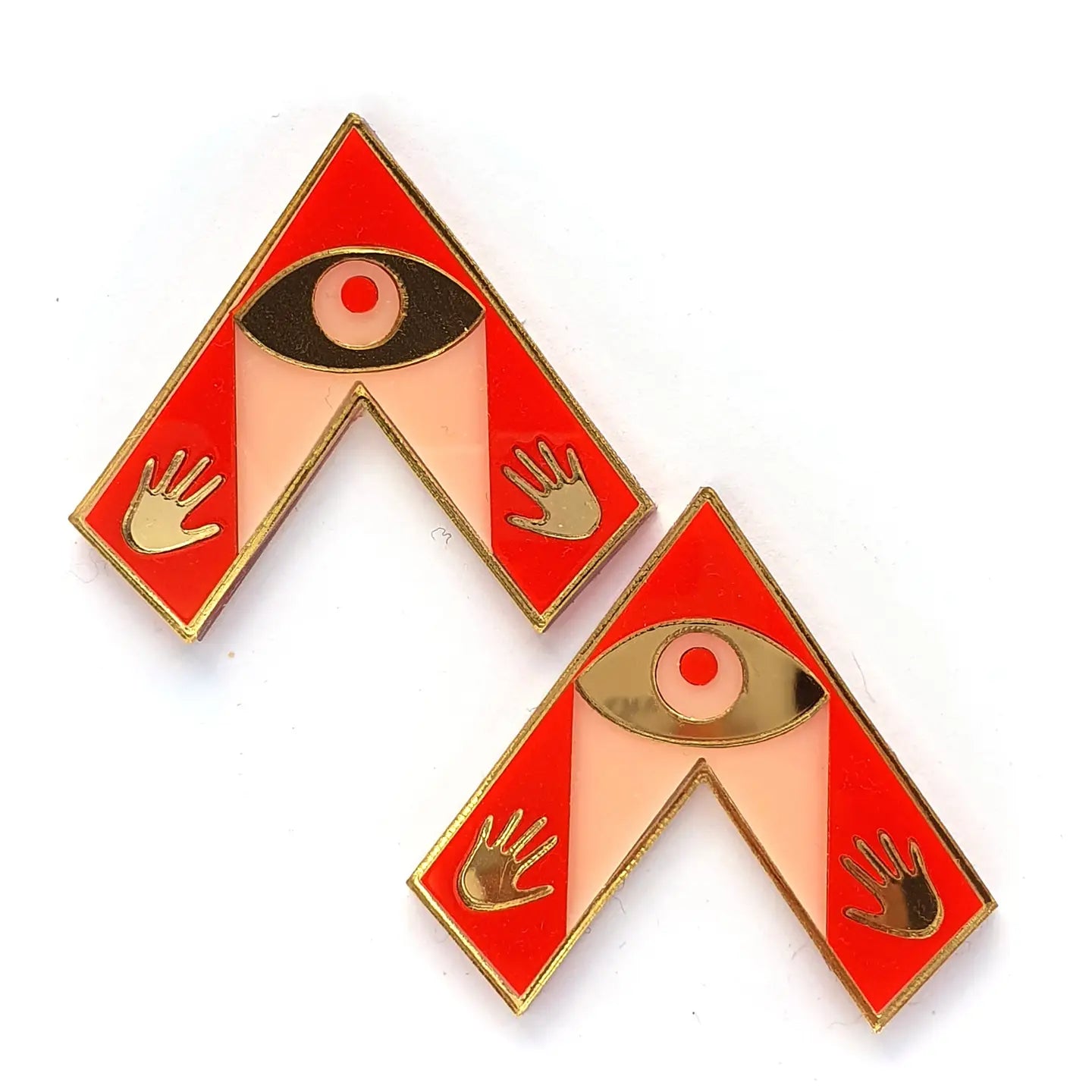 Oracle Acrylic Art Deco Stud Earrings - Red