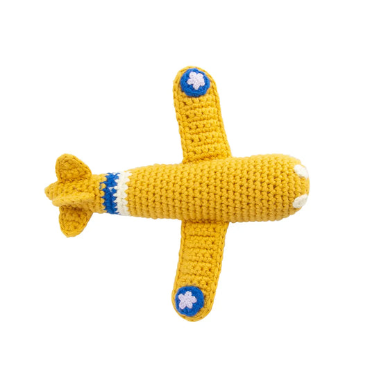 Crochet Rattle Airplane Yellow
