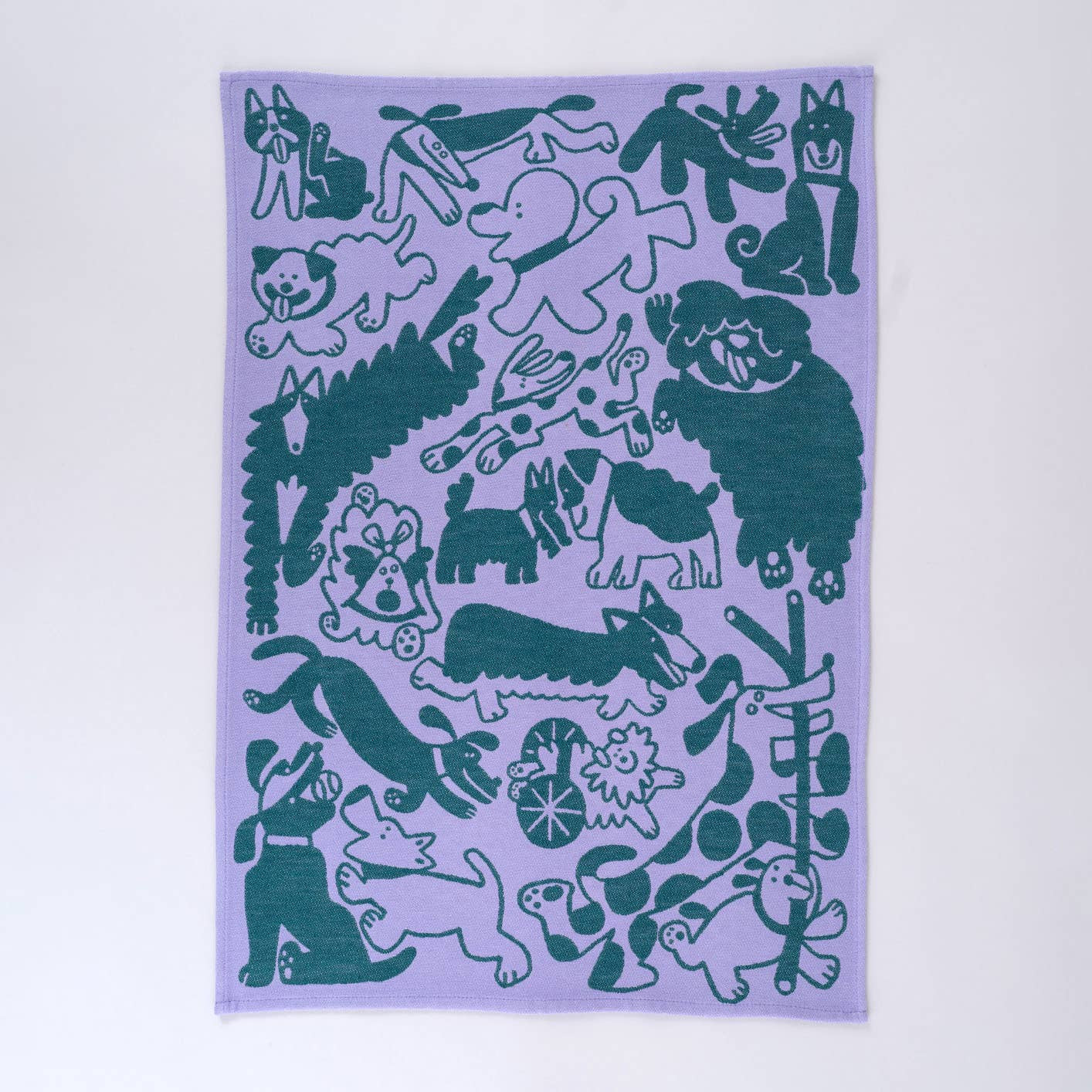 Dogs Day Out Woven Cotton Tea Towel