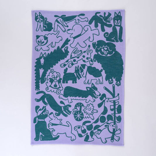 Dogs Day Out Woven Cotton Tea Towel