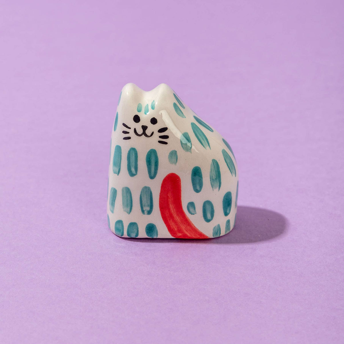Tiny Cat Teal / Ceramic Piece