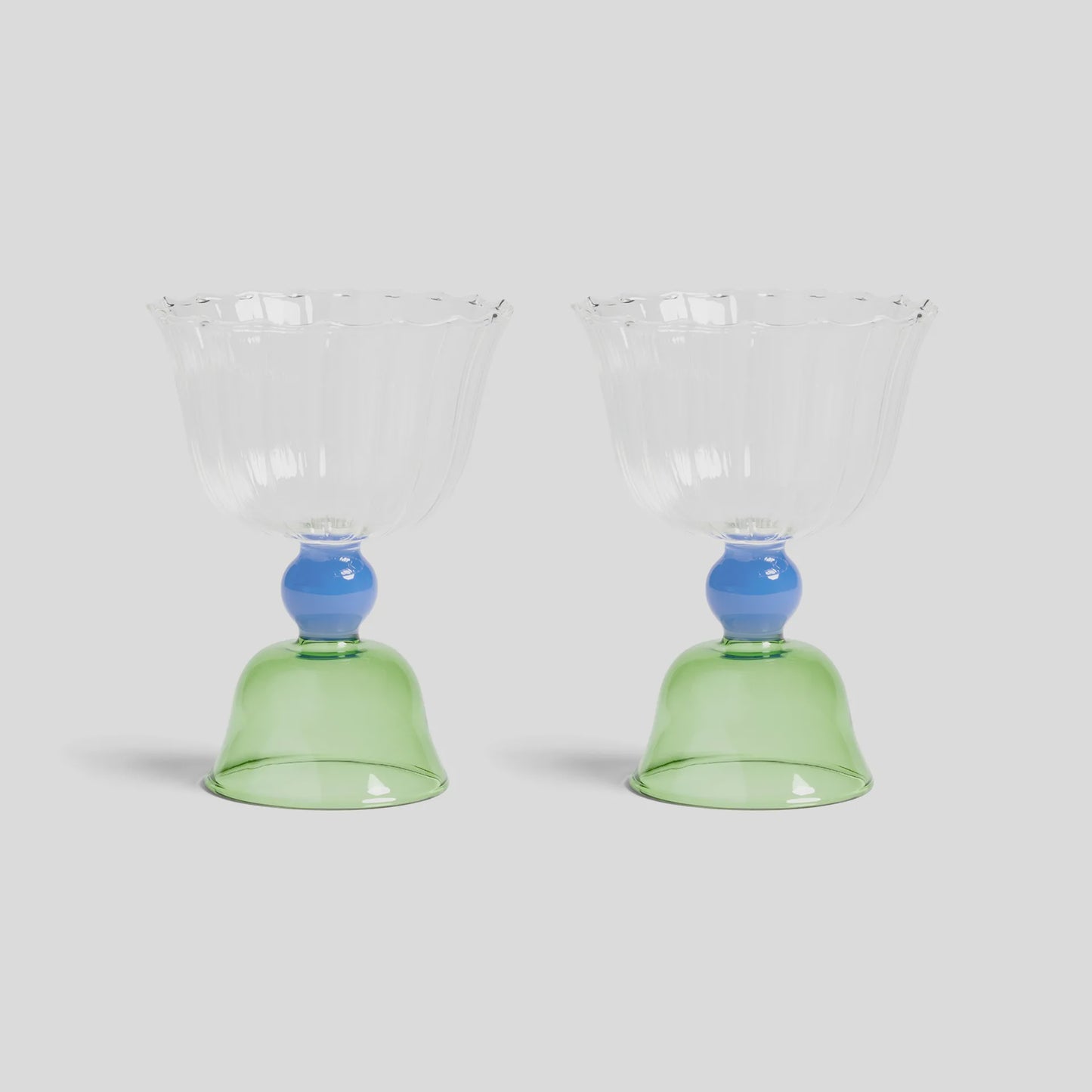 Glass Tulip Set of 2 Green
