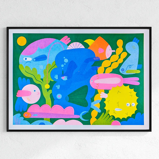 Fishies A3 Risograph Print