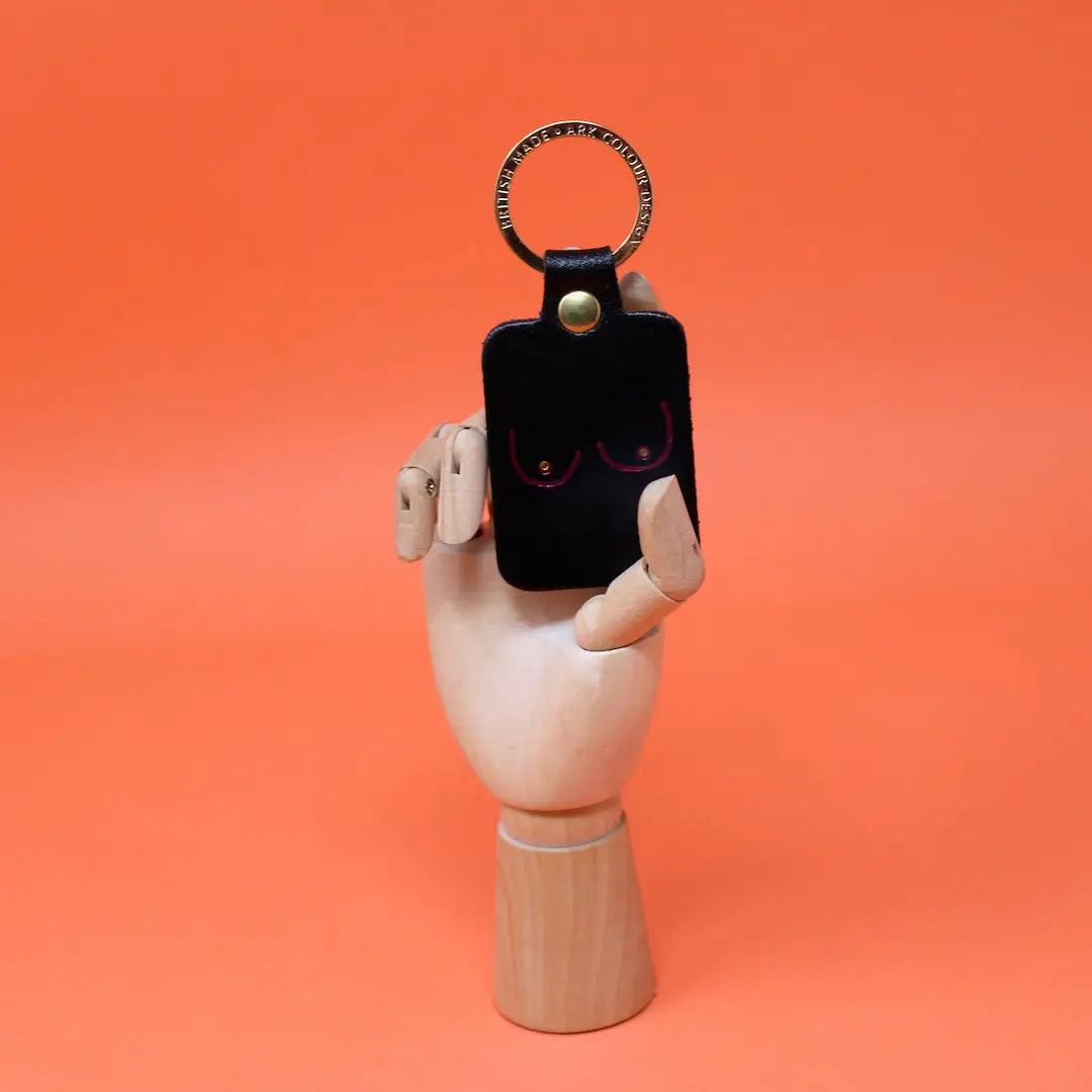 Boob Leather Key Fob Black