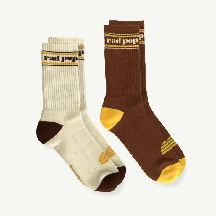 Rad Pop Crew Organic Cotton Sock pack - Natural / Brown
