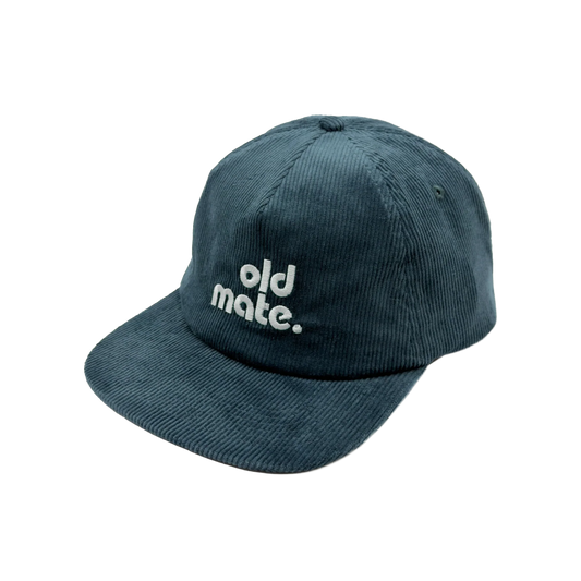 Old Mate Pinch Front Cord Adult Cap - Teal