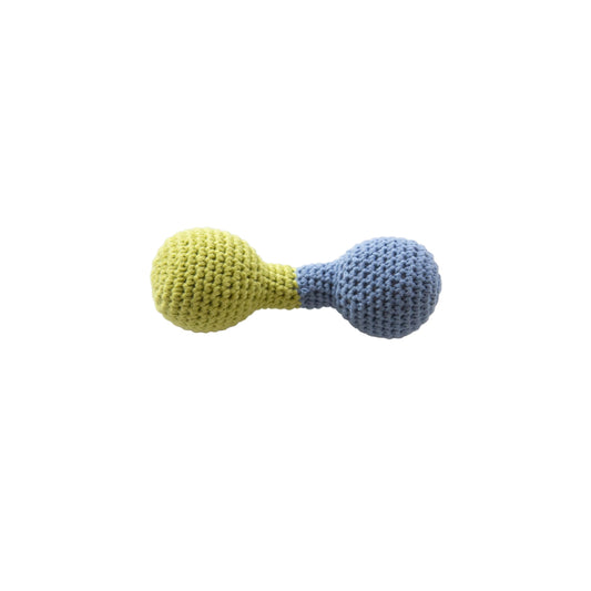 Crochet Dumbbell Rattle Blue/Green