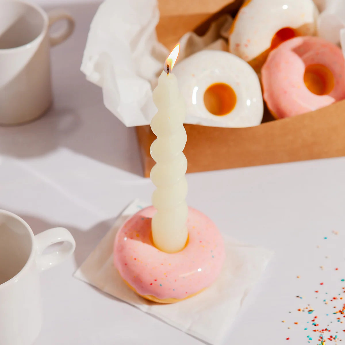 Fast Food Candle Holder Donut Pink
