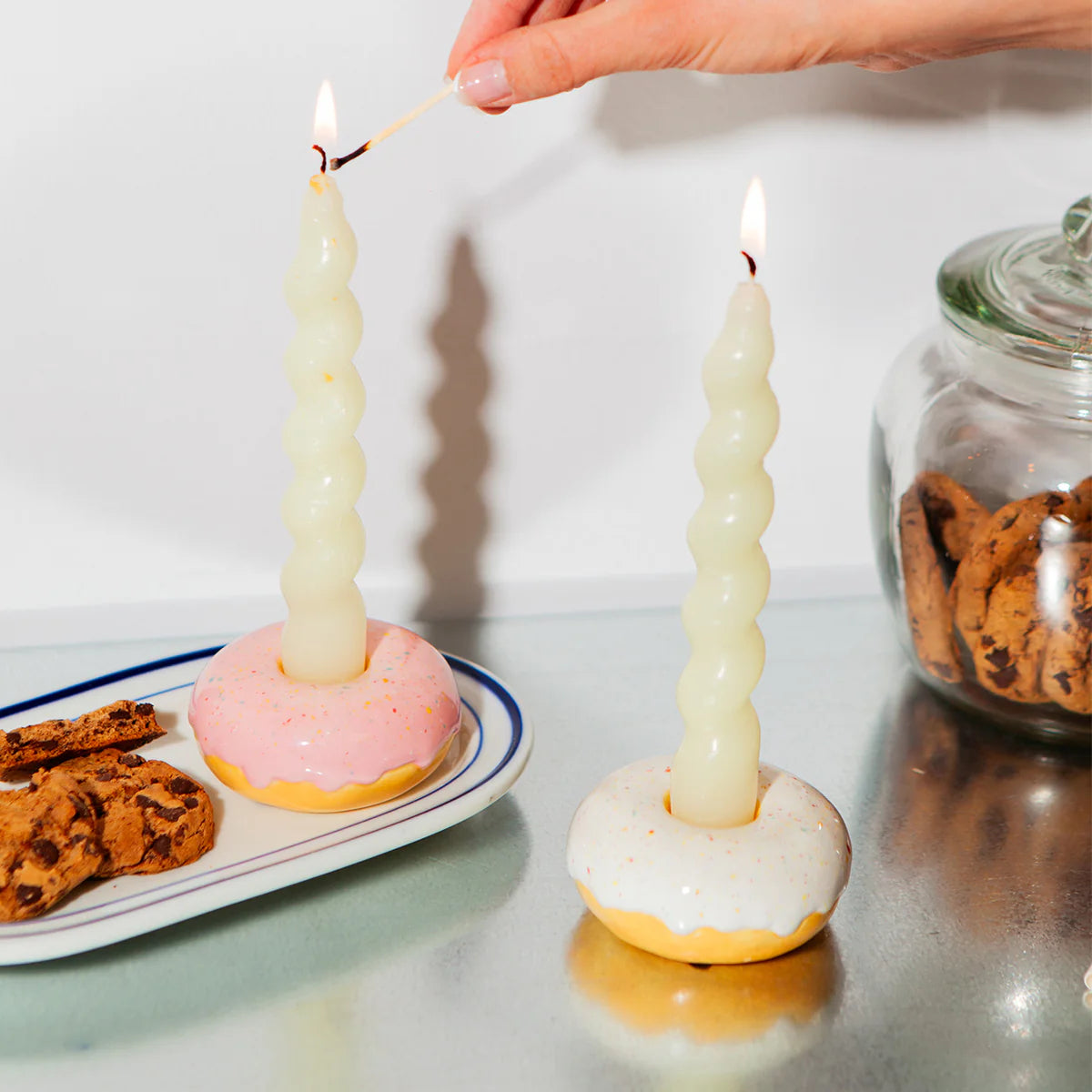 Fast Food Candle Holder Donut White