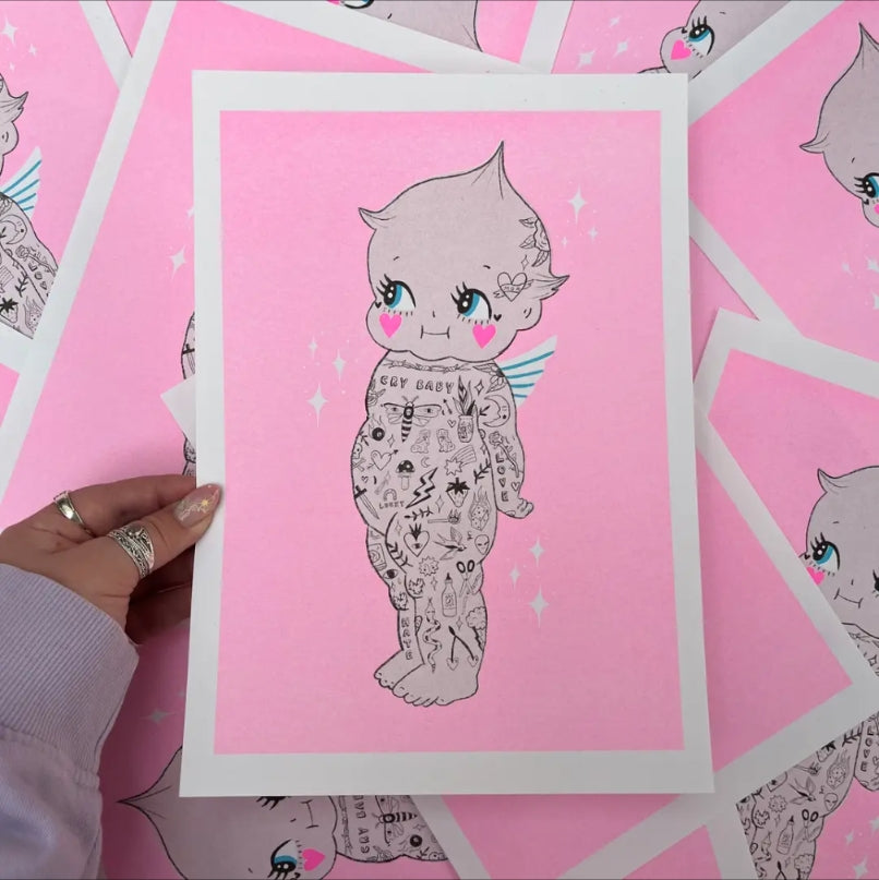 Tattooed Kewpies A4 Risograph Print