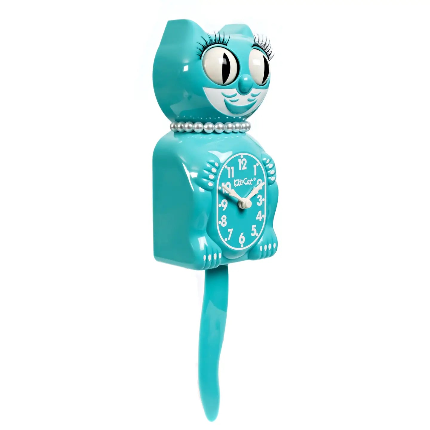 Original Kit Cat Klock Vibrant Blue Turquoise Lady Side