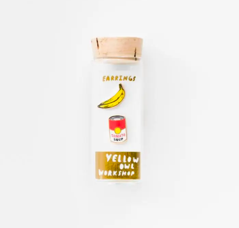 Pop Art Banana and Soup Artsy Studs