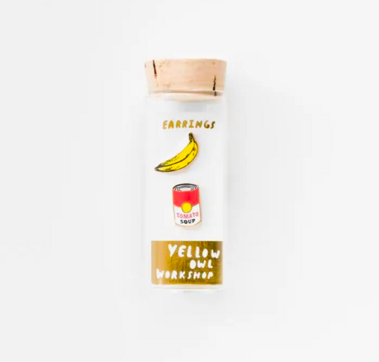 Pop Art Banana and Soup Artsy Studs