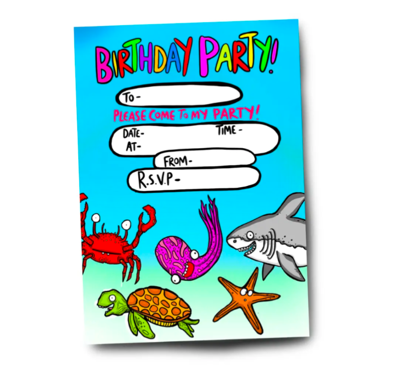 Sea Creatures Birthday Party Invitation