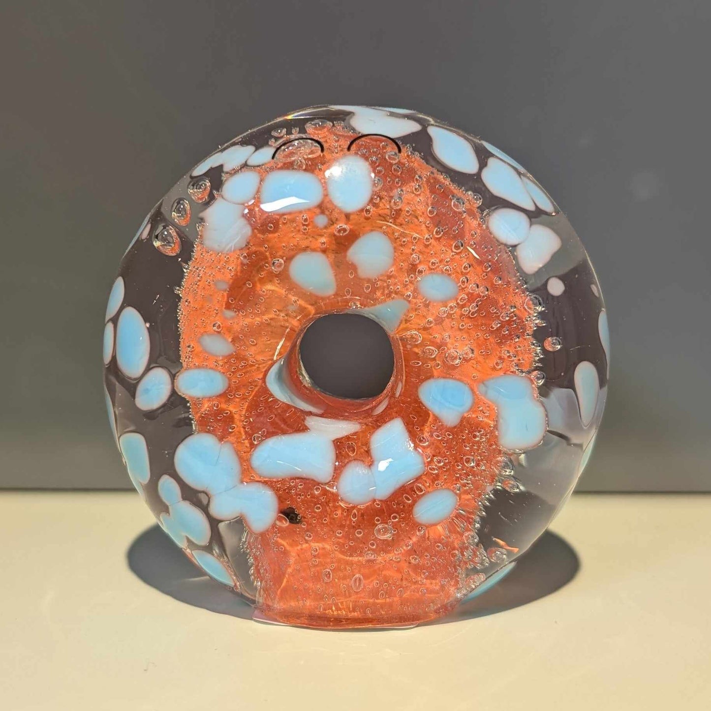 Studio Arhoj Crystal Blob 10 Figurine Glass Colour Orange Blue Donut