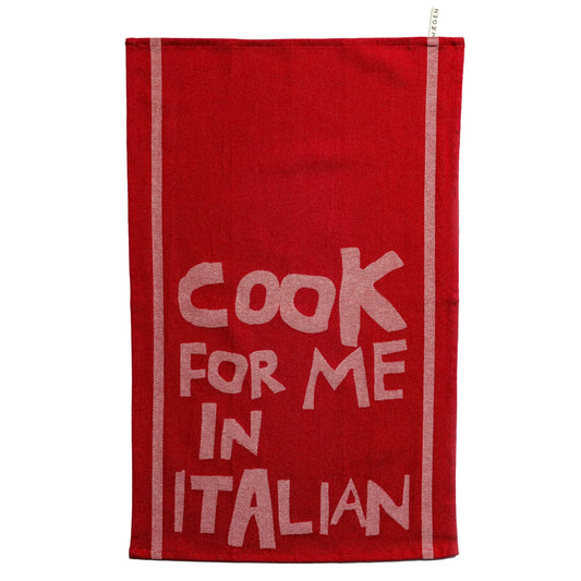 Tea Towel - Red - Cook for me in Italian