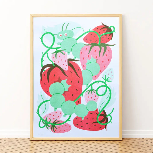 Eat Yer Strawbs A4 Risograph Print