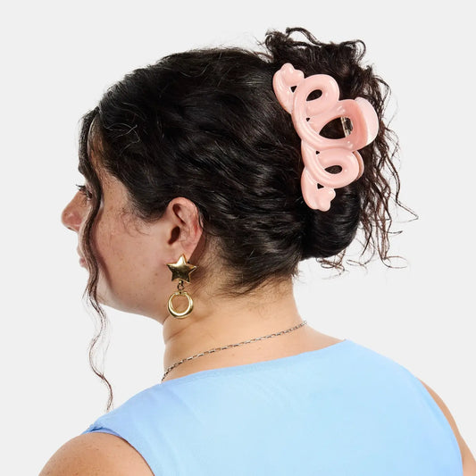 Large Heart Loop Claw in Pink