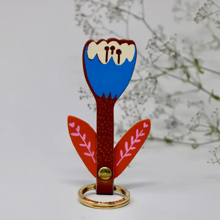 Tulip Flower Key Fob Burnt Orange
