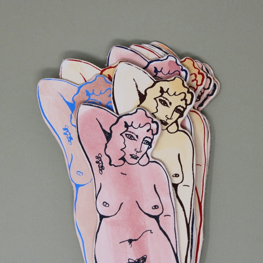 Relaxed Nude Hand Painted Leather Bookmark Woman