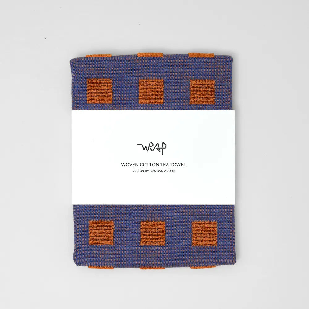 Squares Burgundy/Blue Tea Towel