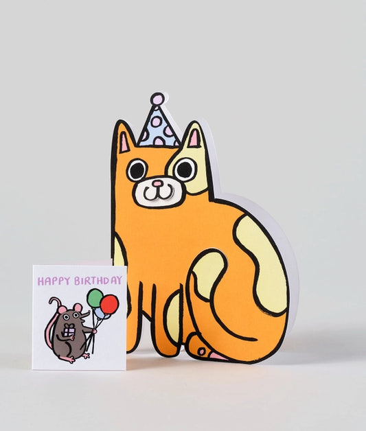 Kid's Greetings Card - Cat with Mini Card