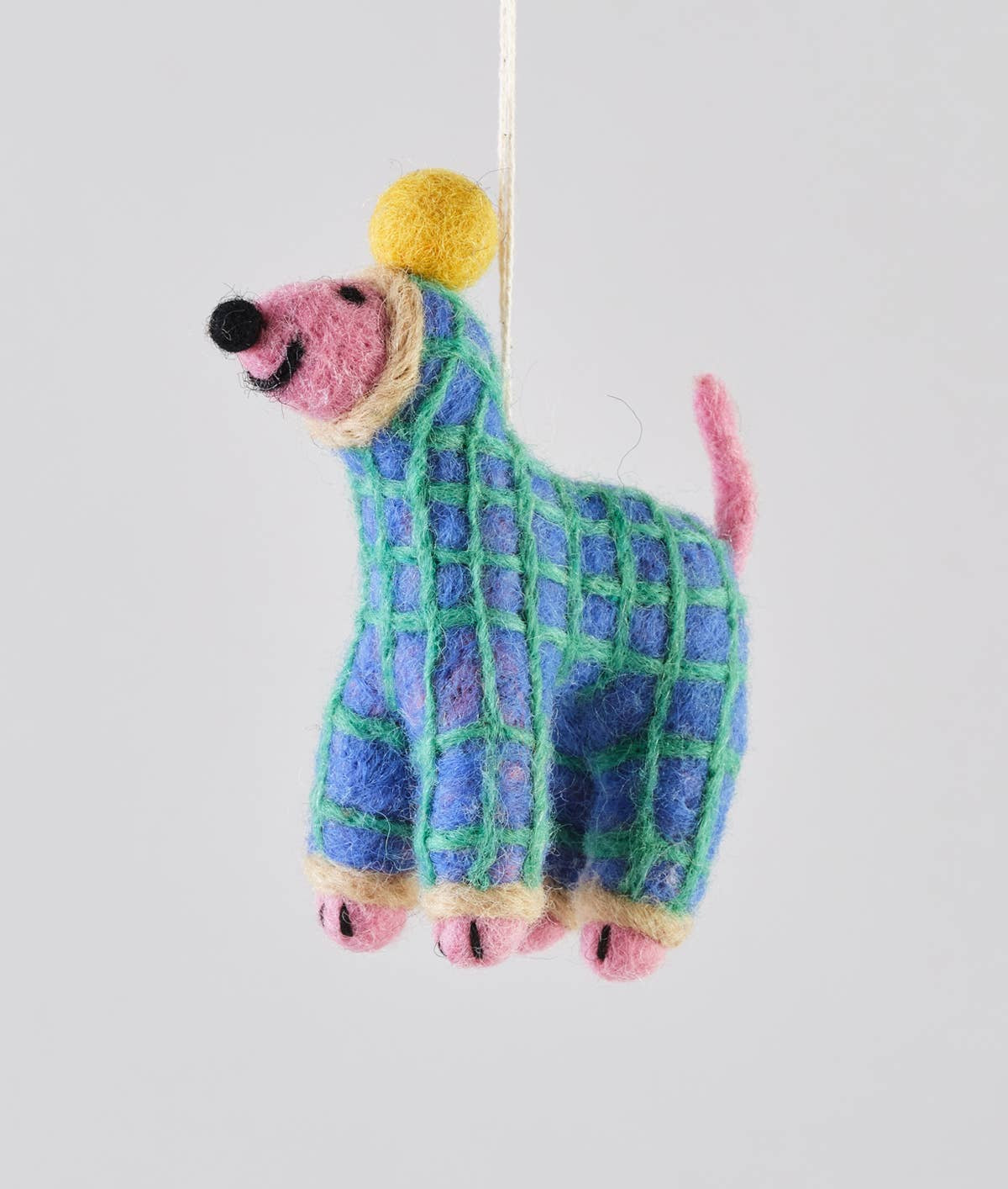 Jayla, Dog in Blue Onesie Hanging Felt Ornament