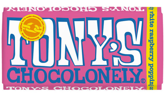 Tony's Chocolonely White Rasp Pop Candy 180gm