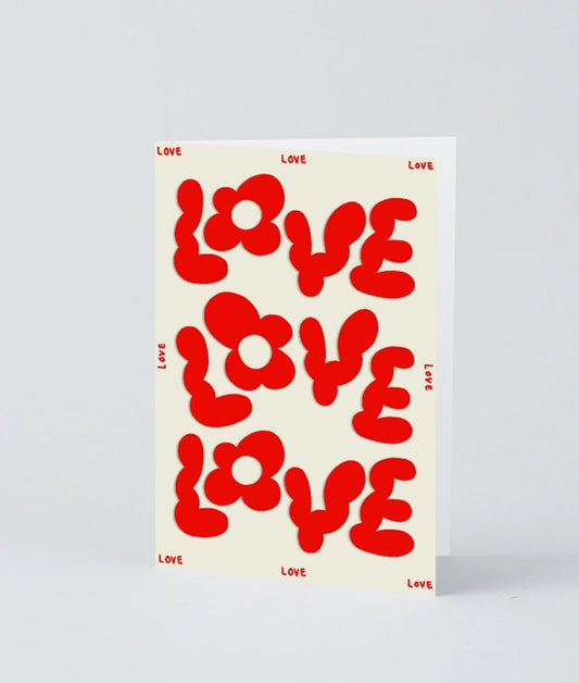 WRAP - 'love Love Love' Embossed Greeting Card