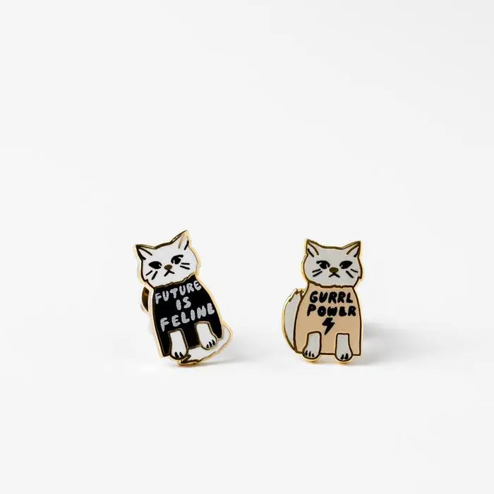 Girl Power Cat Studs