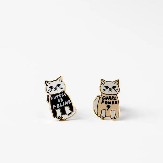 Girl Power Cat Studs