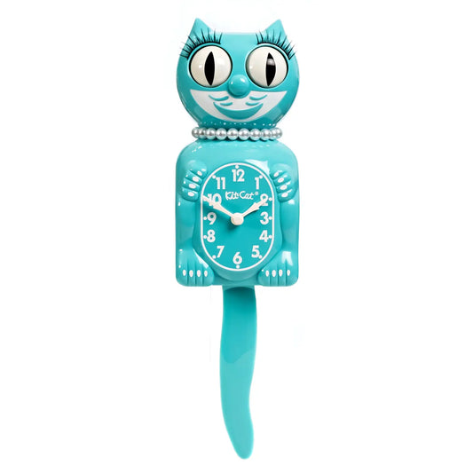 Vibrant Blue Turquoise Lady Kit Cat Klock