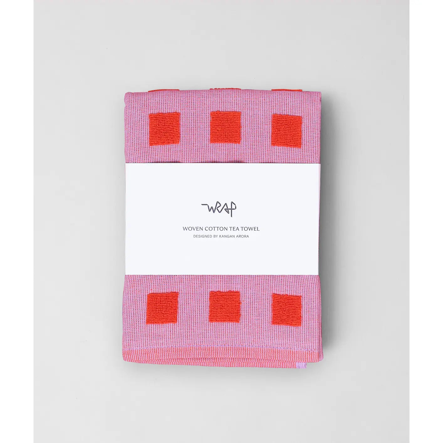 'squares Lilac/Warm Red' Tea Towel