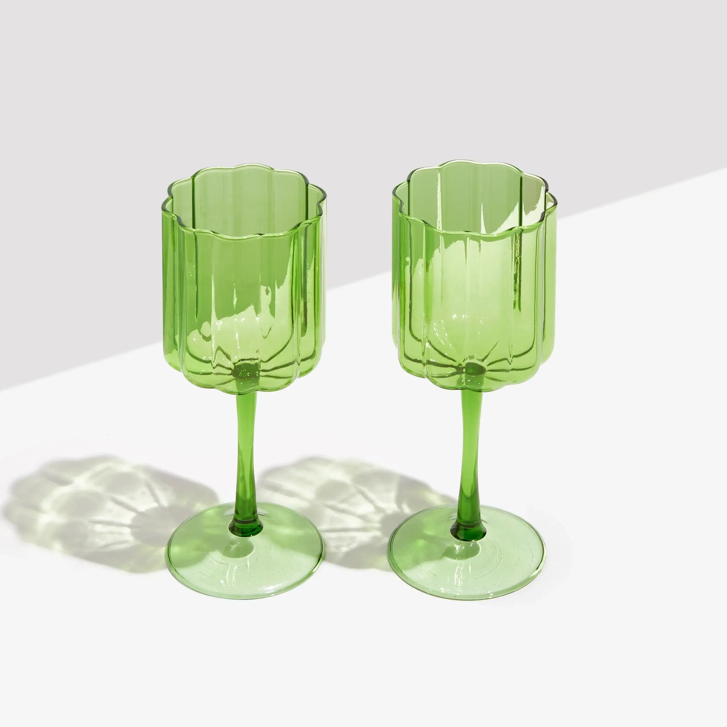 TWO x WAVE WINE GLASSES - GREEN