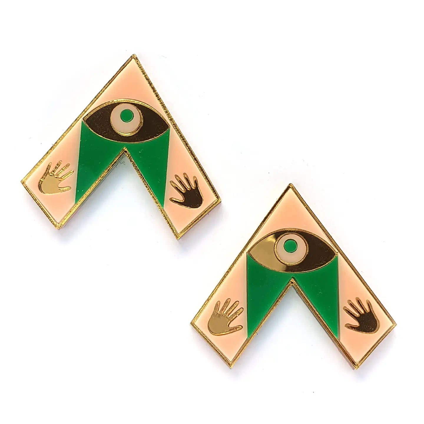 Oracle Acrylic Art Deco Stud Earrings - Green
