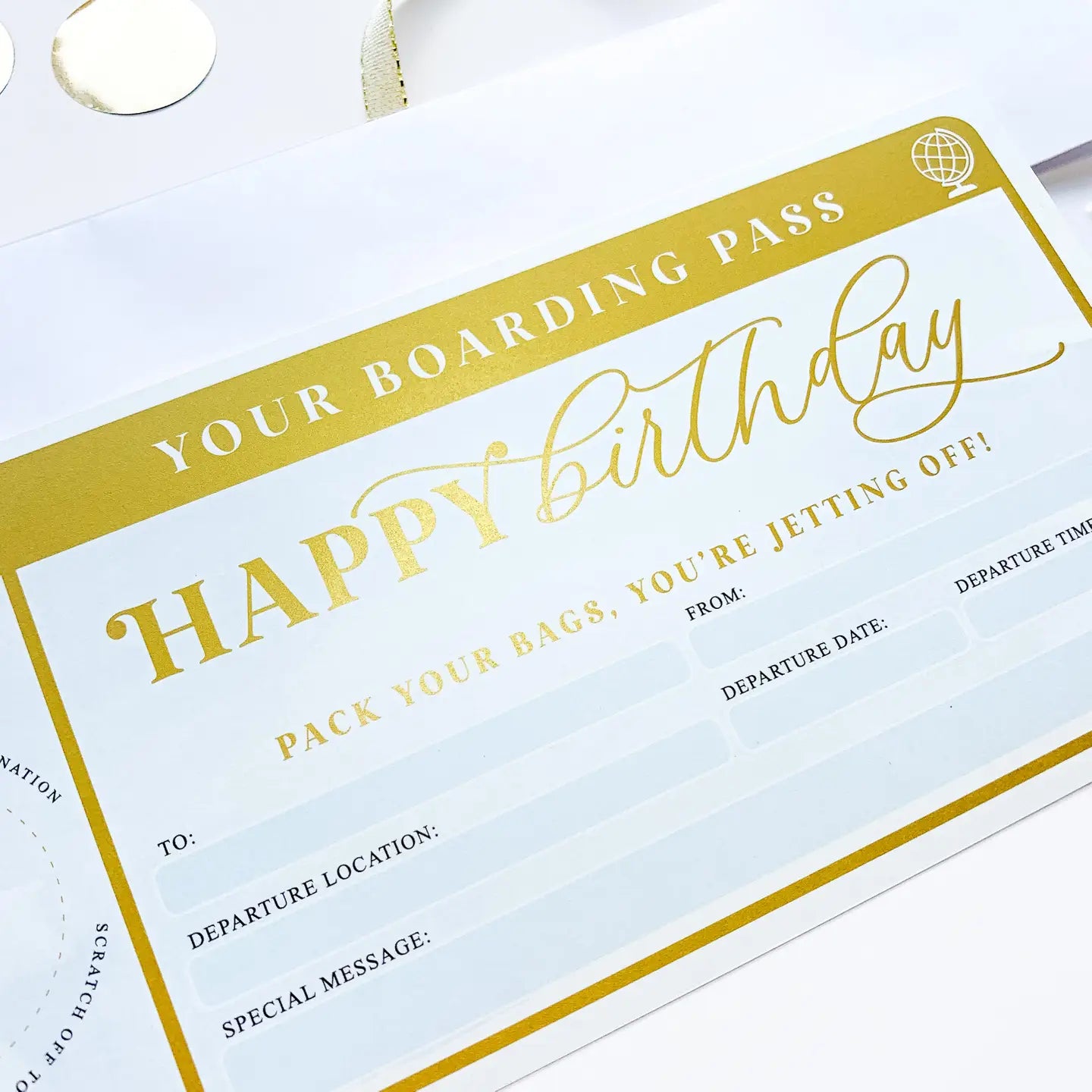 Scratch-off Birthday Boarding Pass Voucher Watercolour Blue