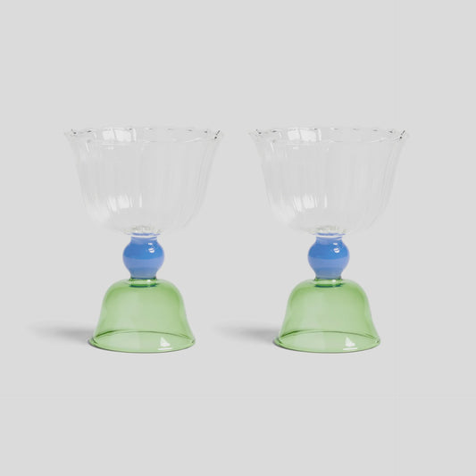 Glass Tulip Set of 2 Green