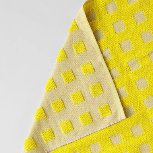 'squares Oat/Yellow' Tea Towel