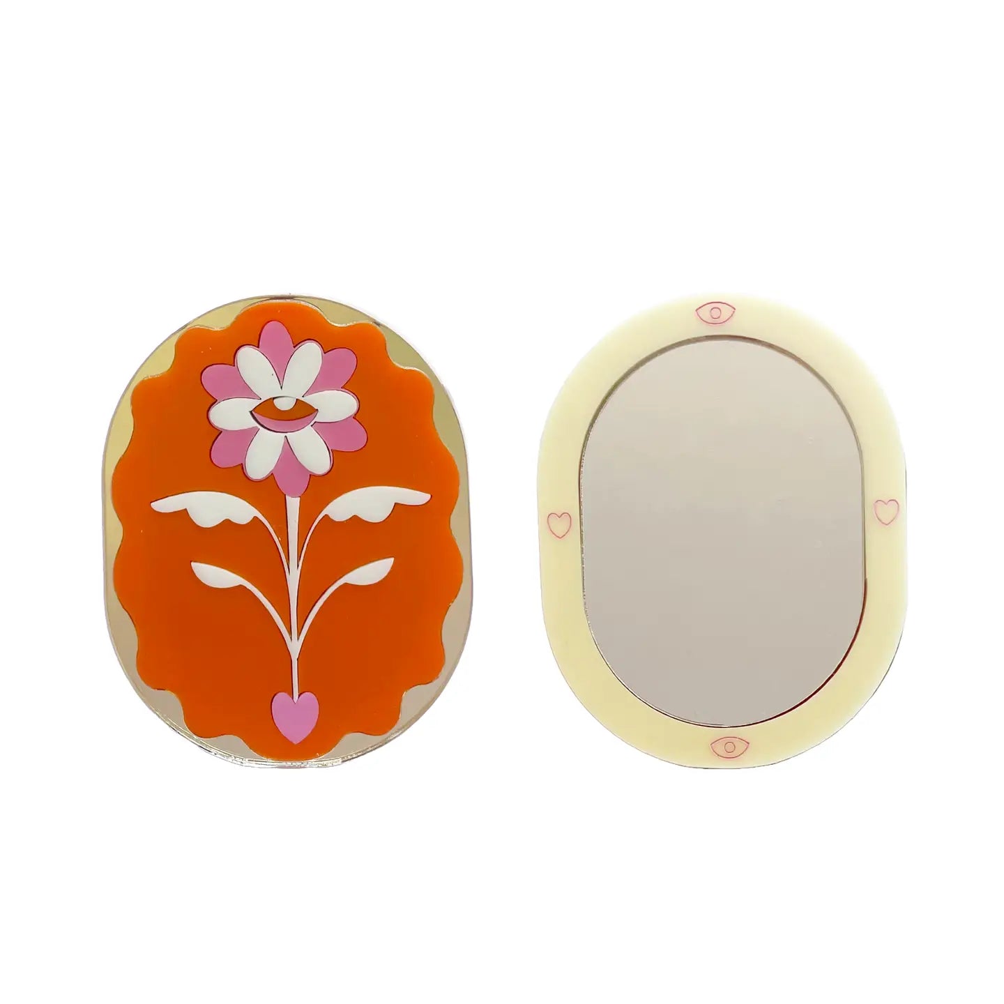 Eden Pocket Mirror - Orange with Gold