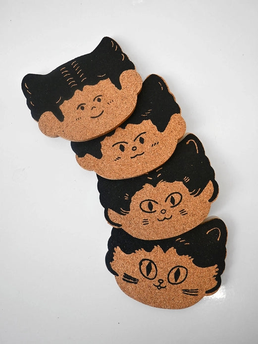 "Cat Person" Set of Four Cork Coasters