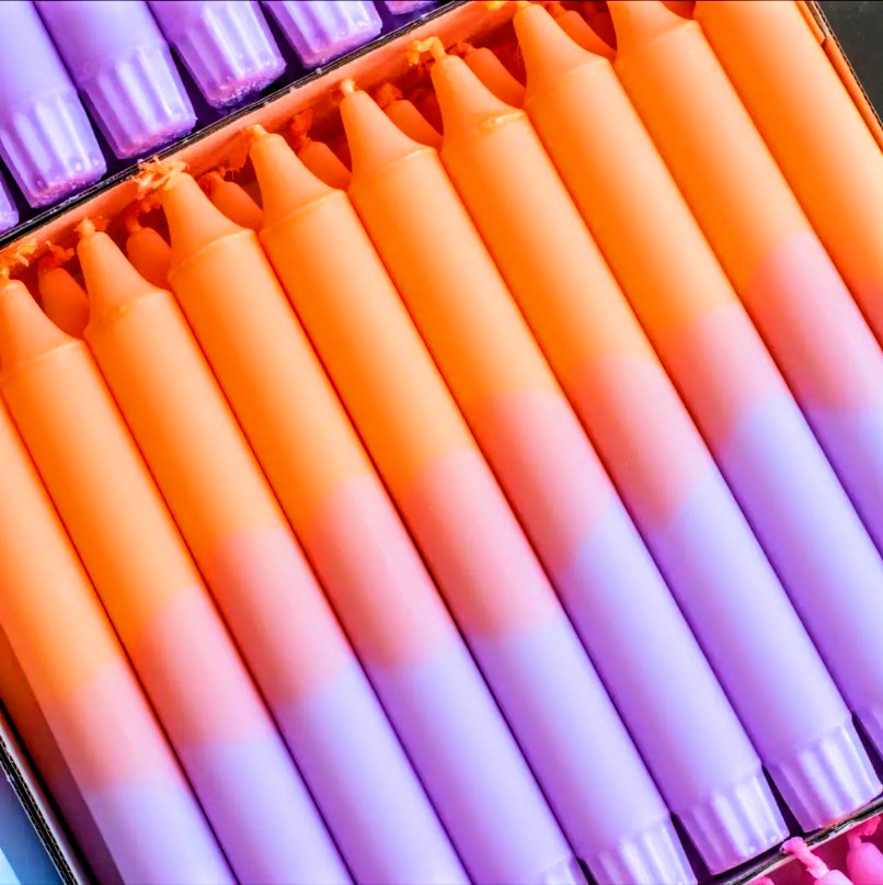 Taper Candle - Spring Vibes Orange / Purple