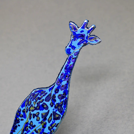 Giraffe Shaped Leather Bookmark Cornflower