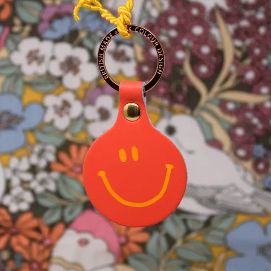 Feeling Lush Smilie Face Key Fob Coral