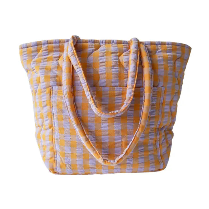 Kumquat Bloom Seersucker Quilted Bag