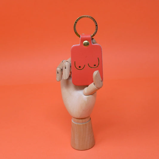 Boob Leather Key Fob Coral