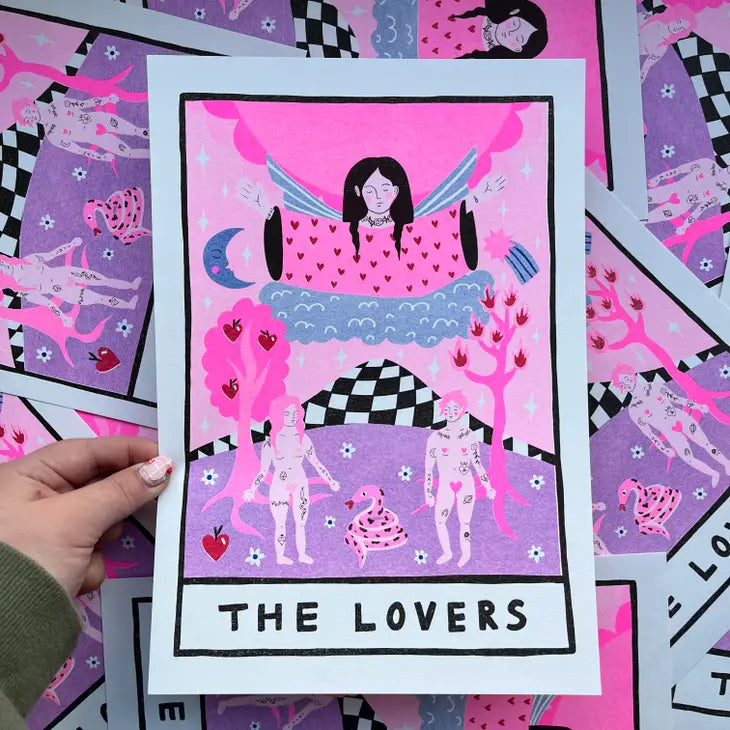 The Lovers Tarot A4 Risograph Print