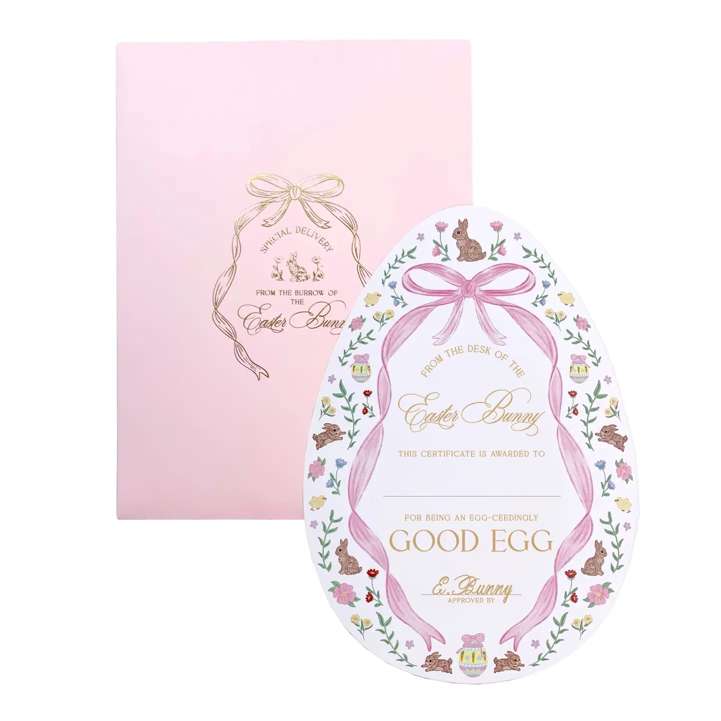 Easter Bunny Good Egg Certificate and Envelope Pink