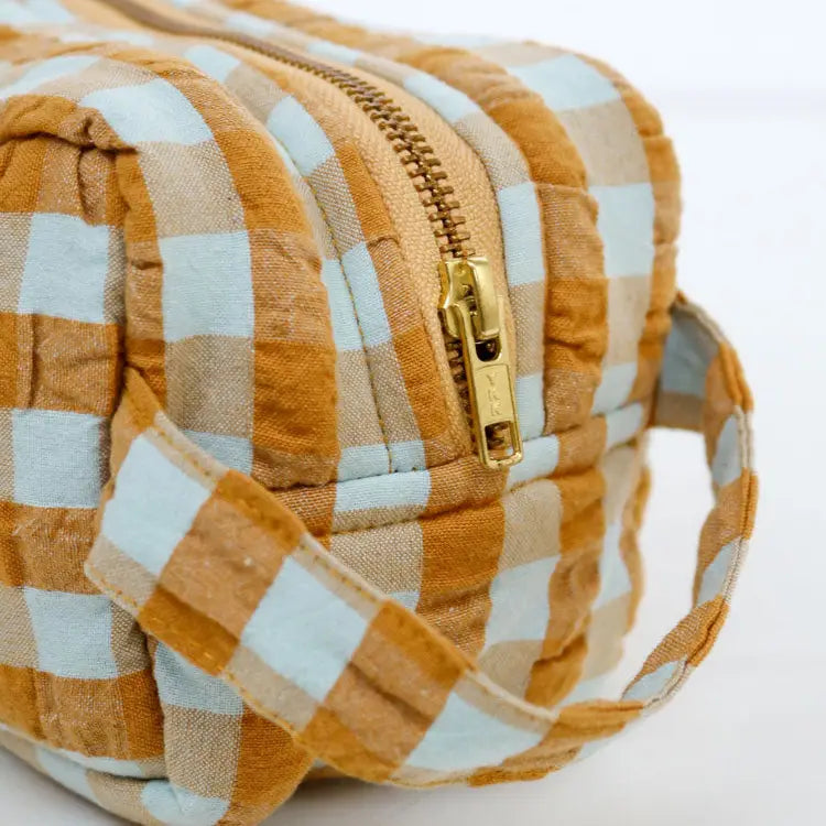 Honey Blue Seersucker Dopp Kit